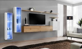 Dnevni TV regal Switch XI 330 cm LED - bel/votan
