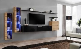 Dnevni TV regal Switch XI 330 cm LED - votan/črni