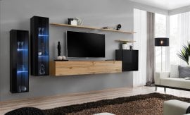 Dnevni TV regal Switch XI 330 cm LED - črni/votan
