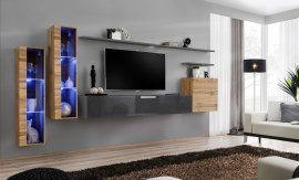 Dnevni TV regal Switch XI 330 cm LED - votan/grafit