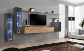 Dnevni TV regal Switch XI 330 cm LED - grafit/votan