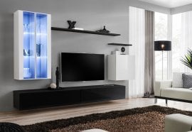Dnevni TV regal Switch XII 270 cm LED - bel/črni
