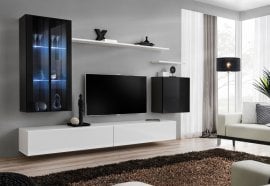 Dnevni TV regal Switch XII 270 cm LED - črni/bel