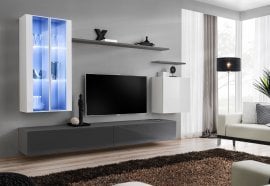 Dnevni TV regal Switch XII 270 cm LED - bel/grafit