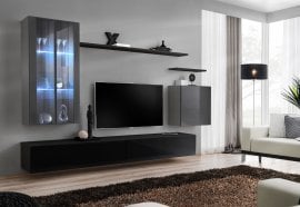 Dnevni TV regal Switch XII 270 cm LED - grafit/črni