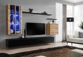 Dnevni TV regal Switch XII 270 cm LED - votan/črni