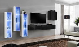 Dnevni TV regal Switch XIII 330 cm LED - bel/črni