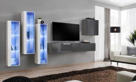 Dnevni TV regal Switch XIII 330 cm LED - bel/grafit