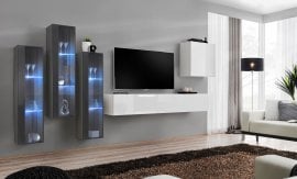 Dnevni TV regal Switch XIII 330 cm LED - grafit/bel