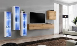 Dnevni TV regal Switch XIII 330 cm LED - bel/votan