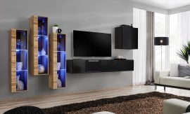 Dnevni TV regal Switch XIII 330 cm LED - votan/črni