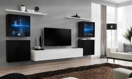 Dnevni TV regal Switch XIV 320 cm LED - črni/bel