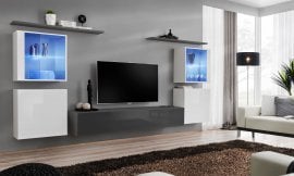Dnevni TV regal Switch XIV 320 cm LED - bel/grafit