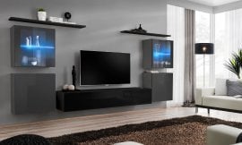 Dnevni TV regal Switch XIV 320 cm LED - grafit/črni