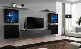 Dnevni TV regal Switch XIV 320 cm LED - črni/grafit