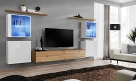 Dnevni TV regal Switch XIV 320 cm LED - bel/votan