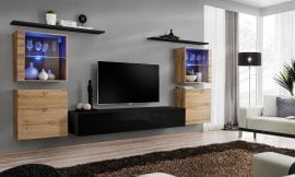 Dnevni TV regal Switch XIV 320 cm LED - votan/črni