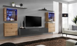 Dnevni TV regal Switch XIV 320 cm LED - votan/grafit