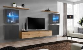 Dnevni TV regal Switch XIV 320 cm LED - grafit/votan
