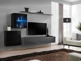 Dnevni TV regal Switch XV 250 cm LED - črni/grafit
