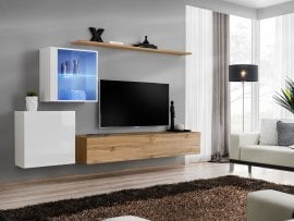 Dnevni TV regal Switch XV 250 cm LED - bel/votan