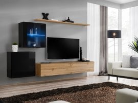 Dnevni TV regal Switch XV 250 cm LED - črni/votan