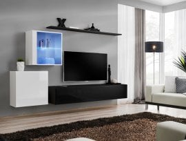 Dnevni TV regal Switch XV 250 cm LED - bel/črni