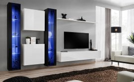 Dnevni TV regal Switch XVI 330 cm LED - črni/bel