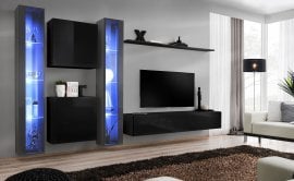 Dnevni TV regal Switch XVI 330 cm LED - grafit/črni