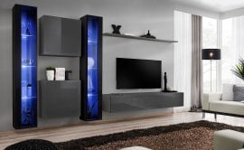 Dnevni TV regal Switch XVI 330 cm LED - črni/grafit