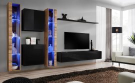 Dnevni TV regal Switch XVI 330 cm LED - votan/črni