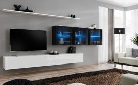 Dnevni TV regal Switch XVII 340 cm LED - bel/črni