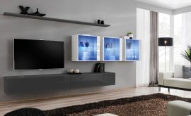 Dnevni TV regal Switch XVII 340 cm LED - grafit/bel
