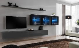 Dnevni TV regal Switch XVII 340 cm LED - grafit/črni