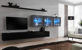 Dnevni TV regal Switch XVII 340 cm LED - črni/grafit