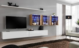 Dnevni TV regal Switch XVII 340 cm LED - bel/votan