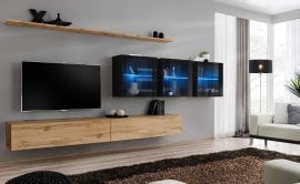 Dnevni TV regal Switch XVII 340 cm LED - votan/črni