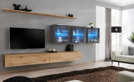 Dnevni TV regal Switch XVII 340 cm LED - votan/grafit