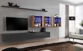 Dnevni TV regal Switch XVII 340 cm LED - grafit/votan