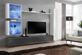 Dnevni TV regal Switch XVIII 280 cm LED - bel/grafit