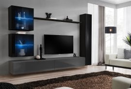 Dnevni TV regal Switch XVIII 280 cm LED - črni/grafit