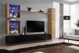 Dnevni TV regal Switch XVIII 280 cm LED - votan/črni