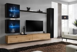 Dnevni TV regal Switch XVIII 280 cm LED - črni/votan