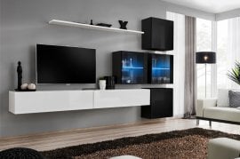 Dnevni TV regal Switch XIX 310 cm LED - bel/črni