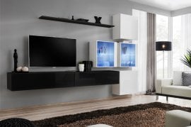 Dnevni TV regal Switch XIX 310 cm LED - črni/bel
