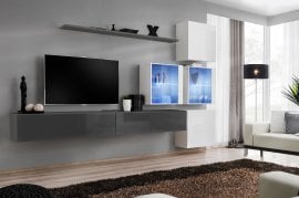 Dnevni TV regal Switch XIX 310 cm LED - grafit/bel