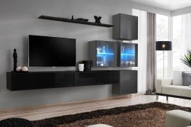 Dnevni TV regal Switch XIX 310 cm LED - črni/grafit