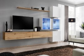 Dnevni TV regal Switch XIX 310 cm LED - votan/bel