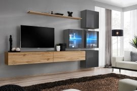 Dnevni TV regal Switch XIX 310 cm LED - votan/grafit