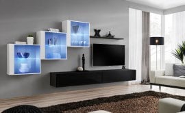 Dnevni TV regal Switch XX 310 cm LED - bel/črni